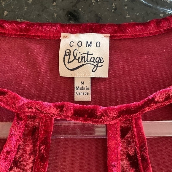 COMO Vintage Red Crushed Red Velvet A-Line Tunic - Picture 8 of 12